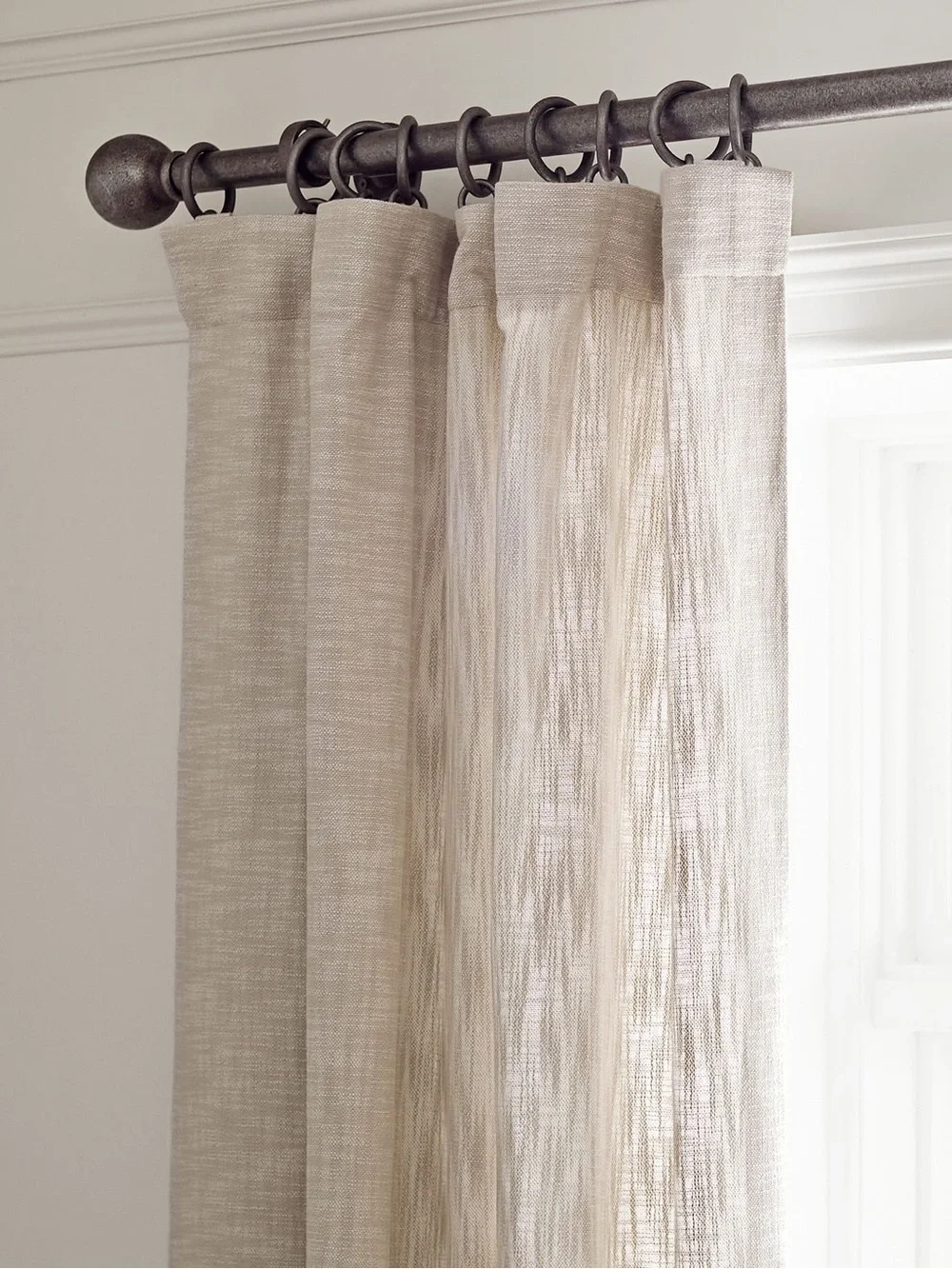 2 panels Pottery Barn Seaton cotton drapes curtains texture neutral